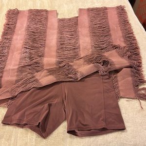 XL natural frayed cotton canvas cover up/ top in a beautiful dusty pink. 26”wide